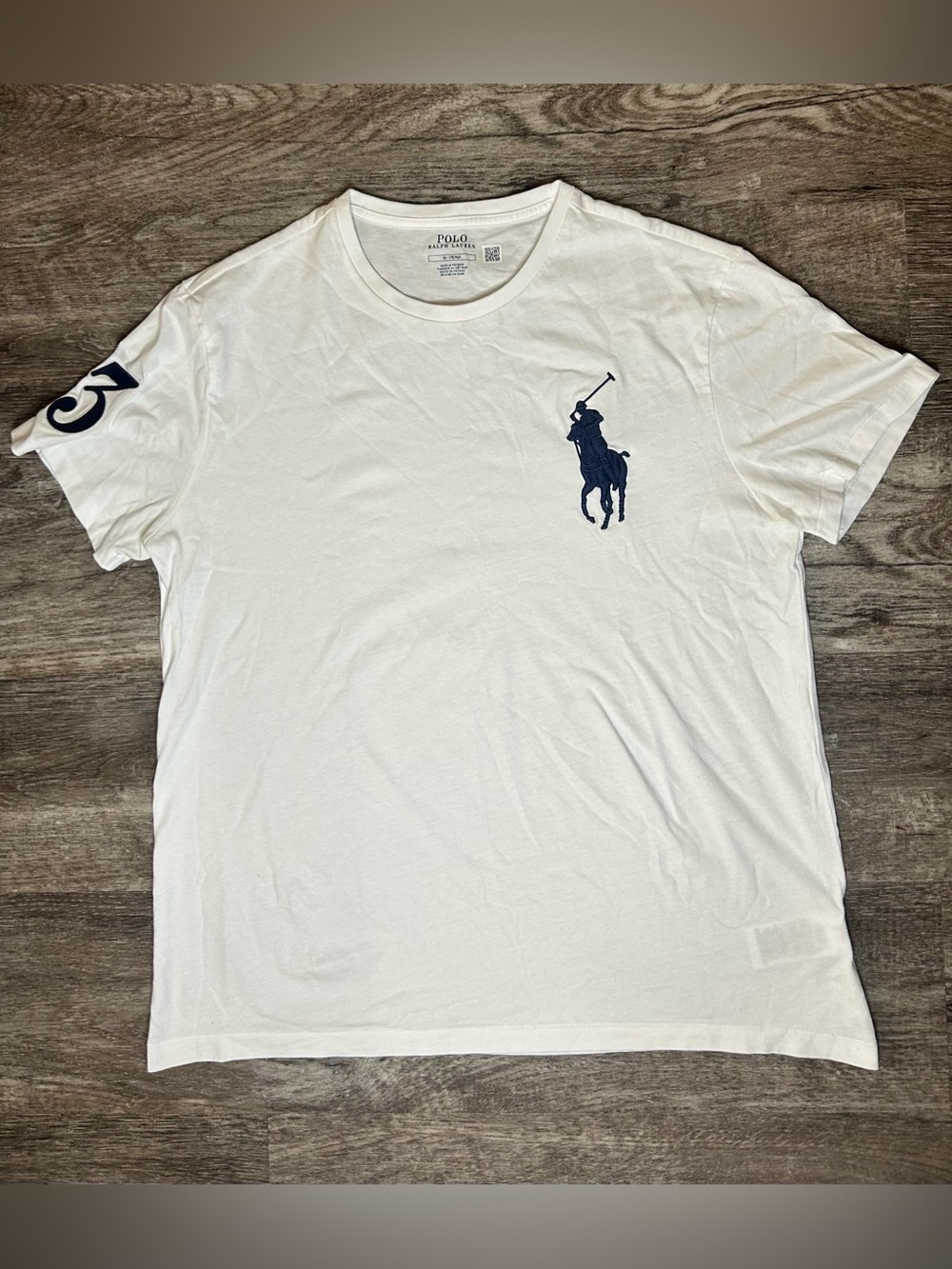 Polo by Ralph Lauren White Short-Sleeve Crew with Navy Pony Detail